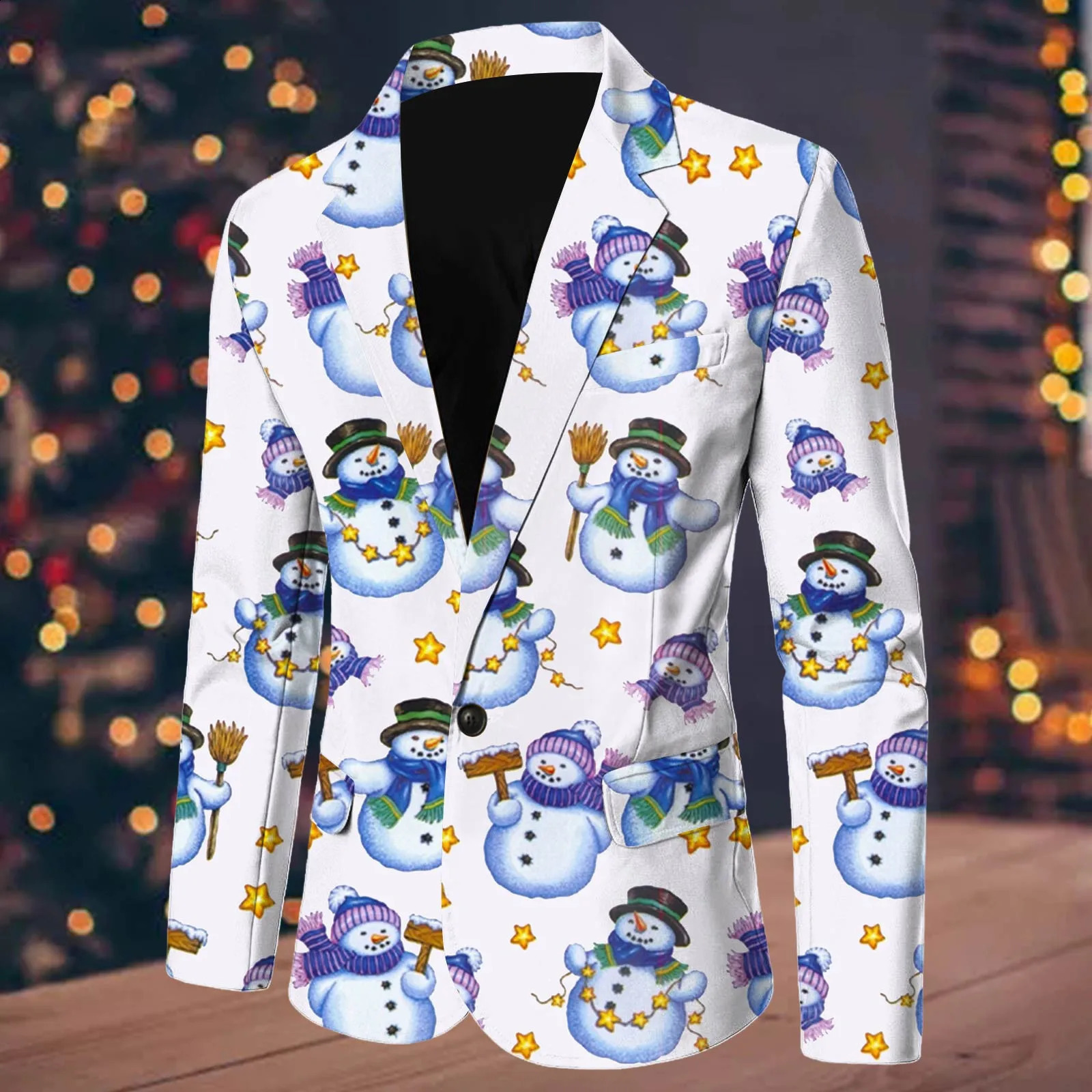 Mens Suit Jackets Christmas Printed Single Button Row Blazers Winter Casual Blazer Male Plus Size Fashion Coats For Party 241021