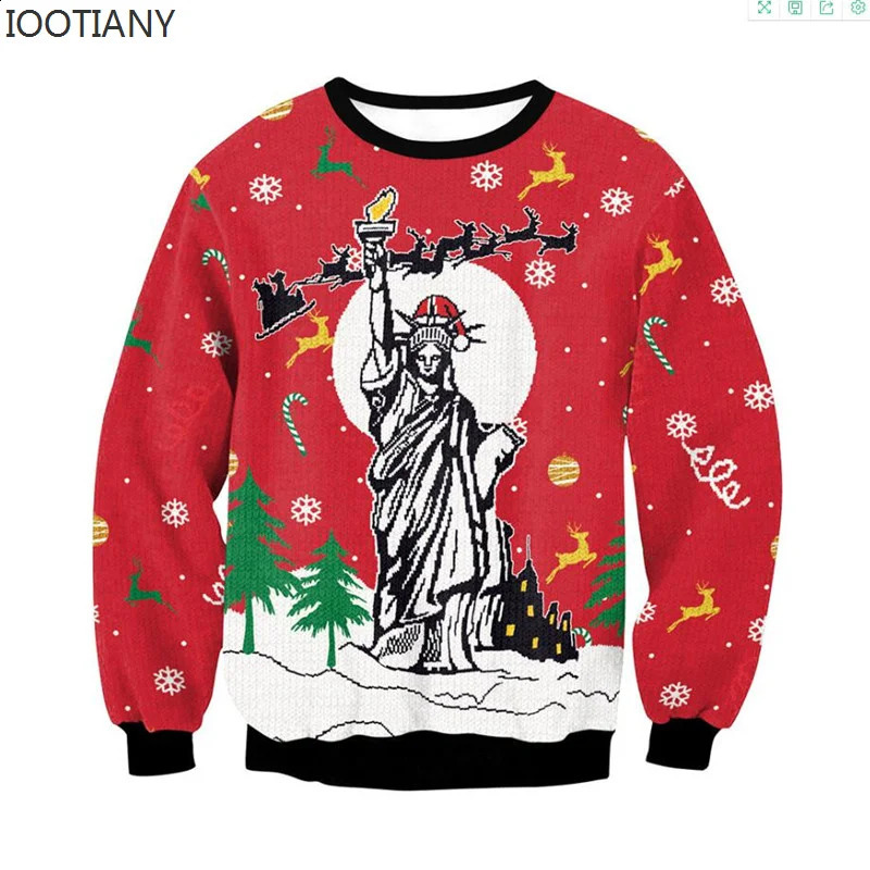 Men women ugly Christmas hoodies fun hump reindeer climate sticky Christmas fleas couple holiday parties Christmas sweaters 241021