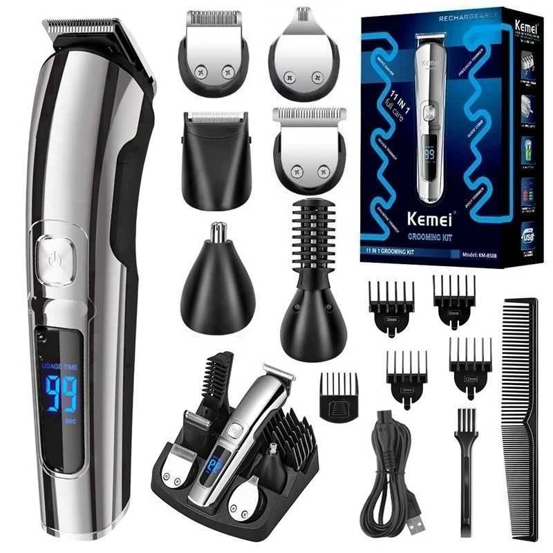 Kemei All In One Hair Beard Trimmer For Men Facial Body Groomer Hair Clipper Electric Shaver Nose Wet Dry Trimmer MustachePubic XJ250624