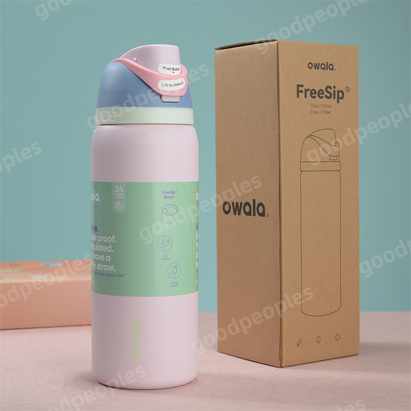 OWALA Large Capacity Stainless Steel Insulated Cup Outdoor Sports Water Bottle Bounce Portable Handheld Water Cup
