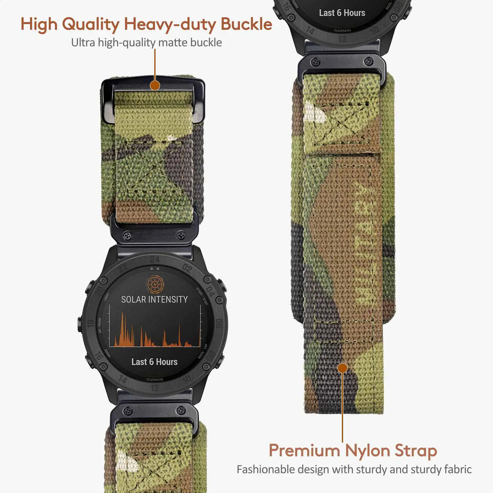 Compatible With Watch Band Camouflage Super Rugged Nylon Sports Strap Woven Loop n For 241010