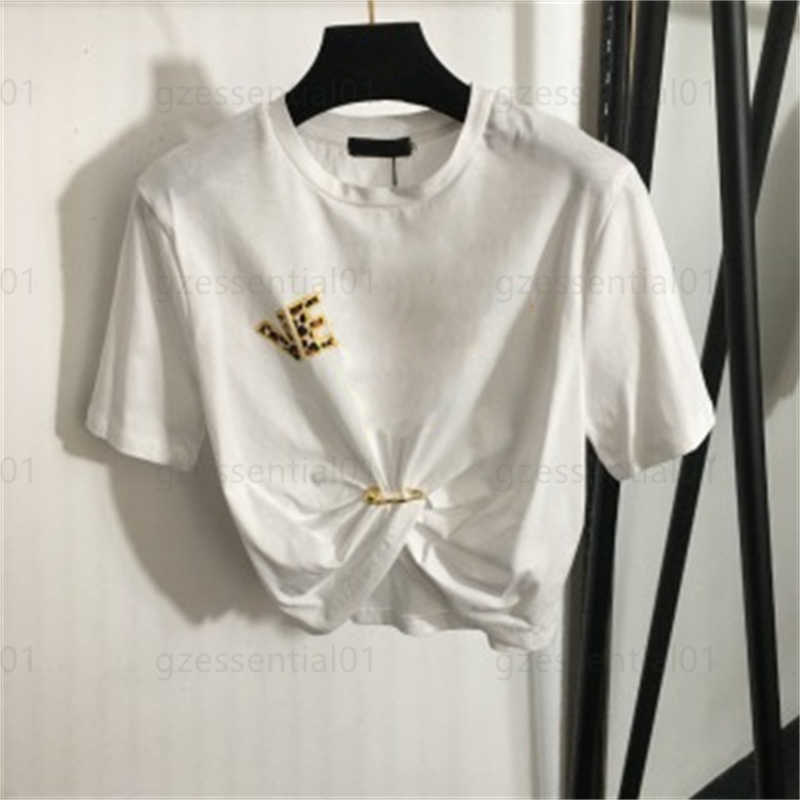 Summer T Shirt Womens Crop Top Portrait Pin Waist Letter-printed Round Neck Short-sleeved Short T-shirt Fashion Breathe Freely Designer Women Clothing