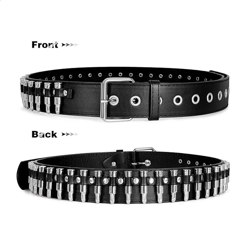 Unisex Punk Bullets Belt Y2K Belt PU Leather Belt Adjustable Body Decorative Belt Gothic Rock Wild Holiday Costume Gift 241024
