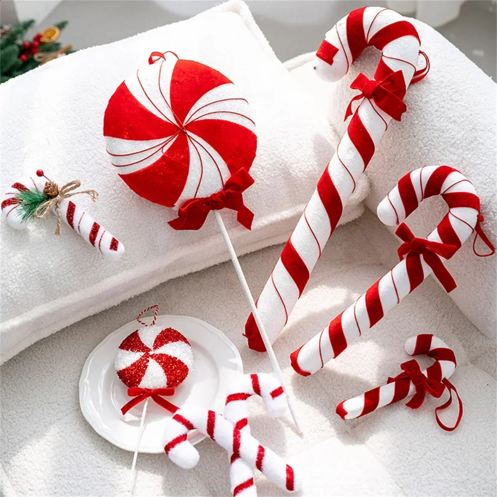 candy stic trees lollipop celebration activities white and red home party decorations Christmas gifts 241021