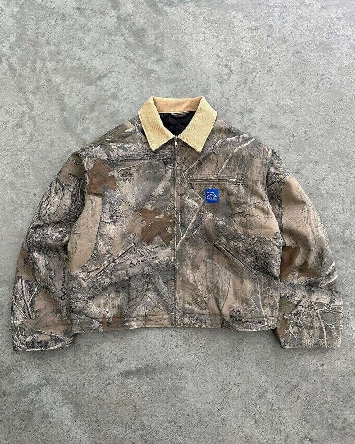 Streetwear Y2k Mens Haruku Retro Hip Hop Camouflage Graphics Oversized Jacket V Neck Long Sleeve Buttons Jackets Coat