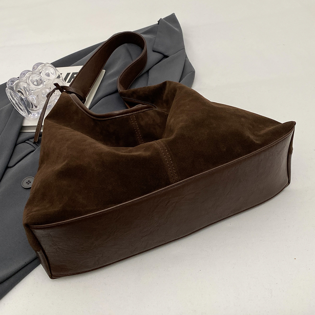 New designer women's shoulder magnetic closure Hobo suede loose large capacity wallet retro work travel handbag