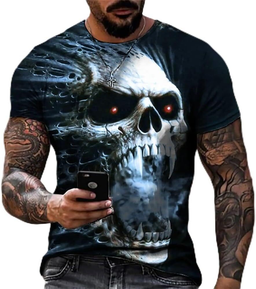 Mens T shirt Summer Fashion Horror Skull 3D Printed T Shirt O-Neck Short Sleeve Casual Breathable Male T Shirt Men Clothing tee Casual tops Fashionabl