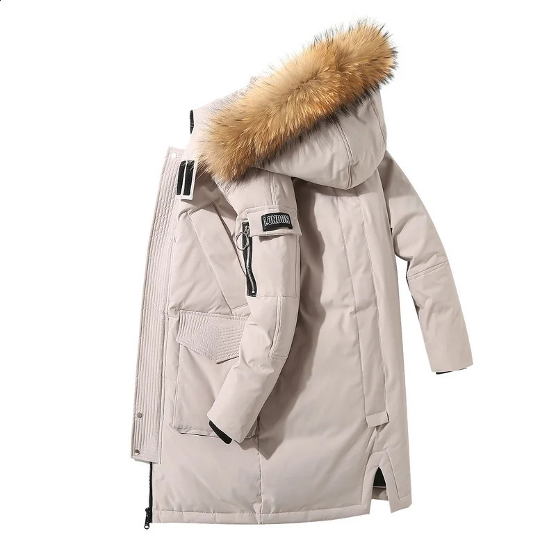 Mens long hooded down jacket for winter fashion thick and warm Parkas Coats fur collar camouflage windproof jacket white duck down jacket 241021 - view 5