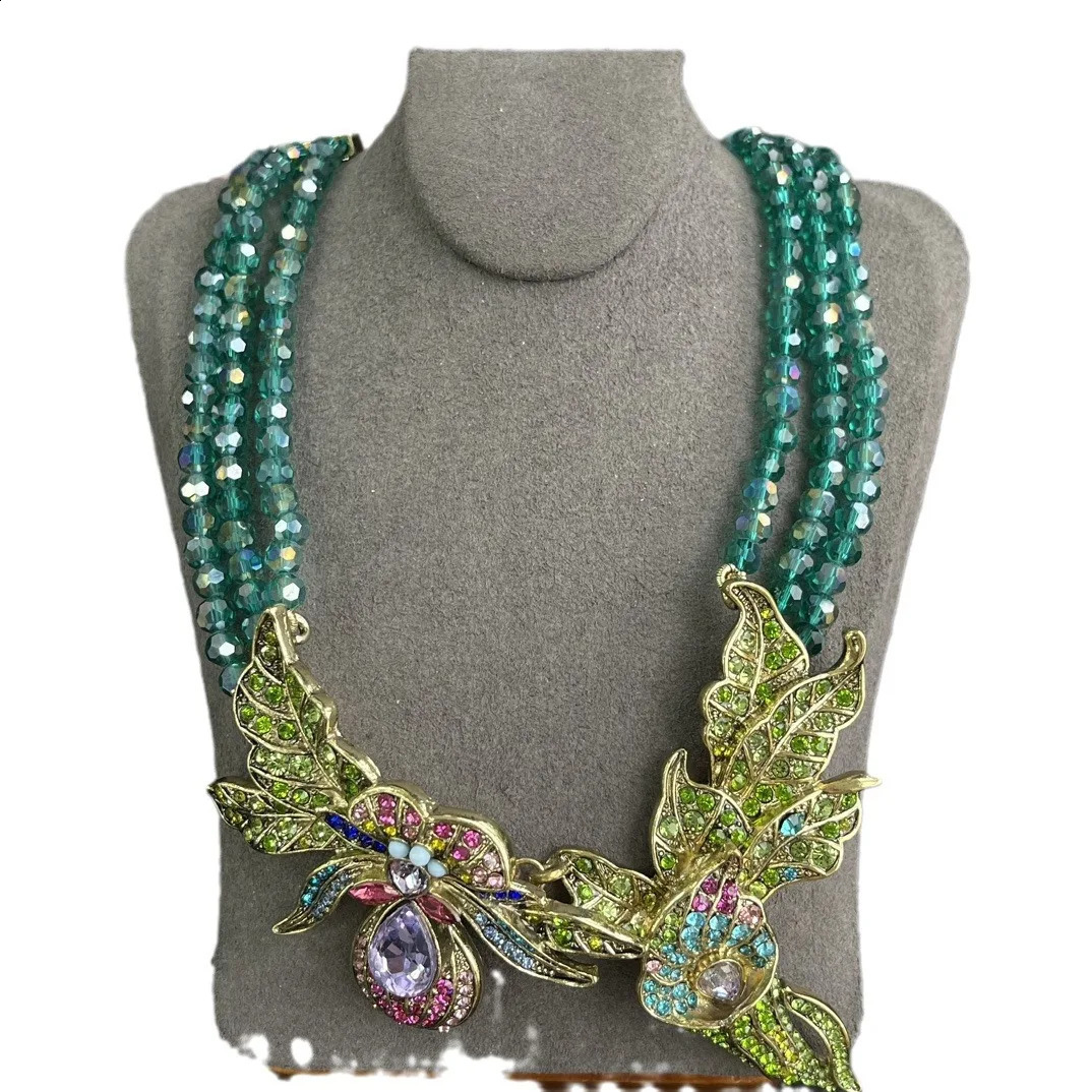 HD Fashion Trends Well-known s The Same Vintage Heavy Industry Inlaid Czech Diamonds Crystal Chain Flower Necklace 241009
