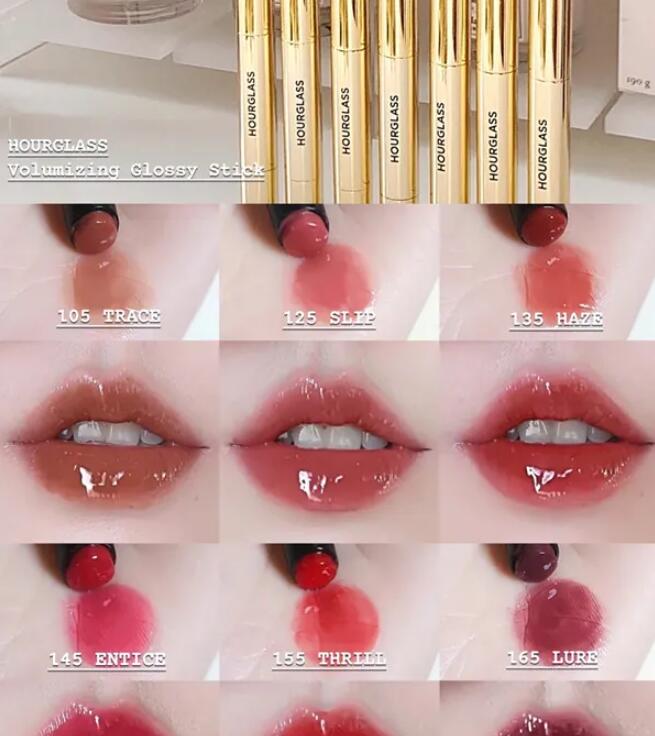 HOURGLASS 6 colors Volumizing Glossy Balm 1.7g Lip Gloss Stick 100 rise 105 trace 125 slip 135 haze 120 DESIRE 180 rouse Liquid Lipstick Makeup Lipglo