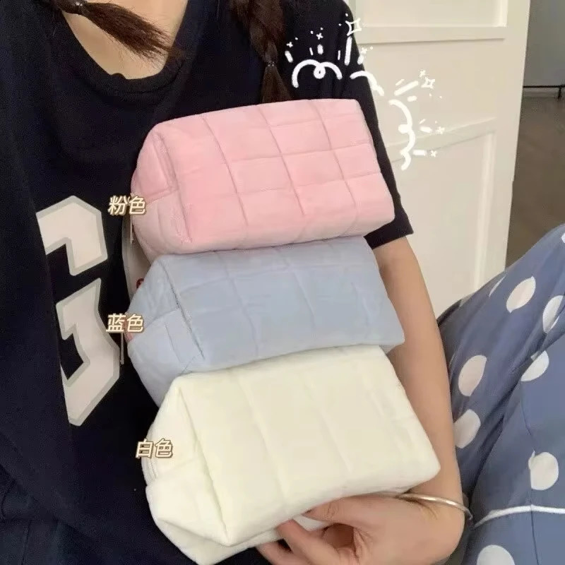 Solid Fur Cosmetic Storage Bag Large Women Zipper Makeup Organizer Handbag Stationery Pencil Case Travel Make Up Toiletry Punch 241017