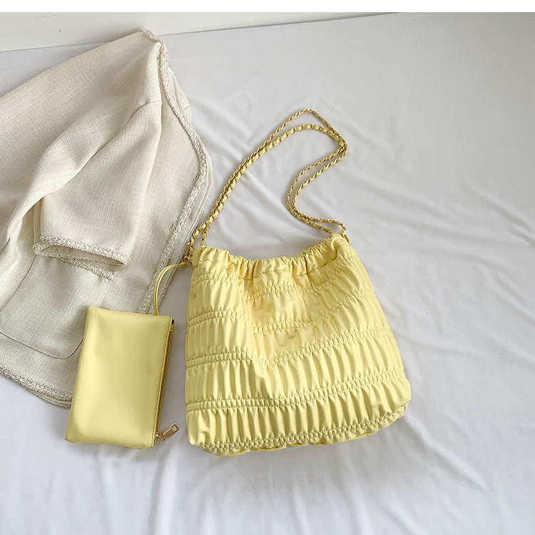 Women's Bag Fashion Tote Bag New Retro Korean Wrinkled Bag Solid Color Chain Bag Versatile Lady High Capacity Trend Shoulder Bag