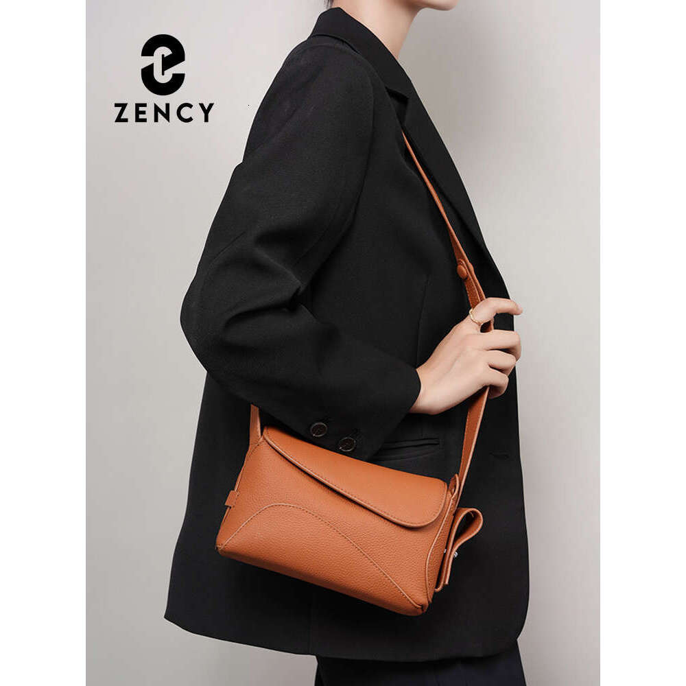 Zency 100% Real Leather For Female Small Crossbody Fashion Designer Shoulder New White Black Brown Women Underarm Pillow Bag