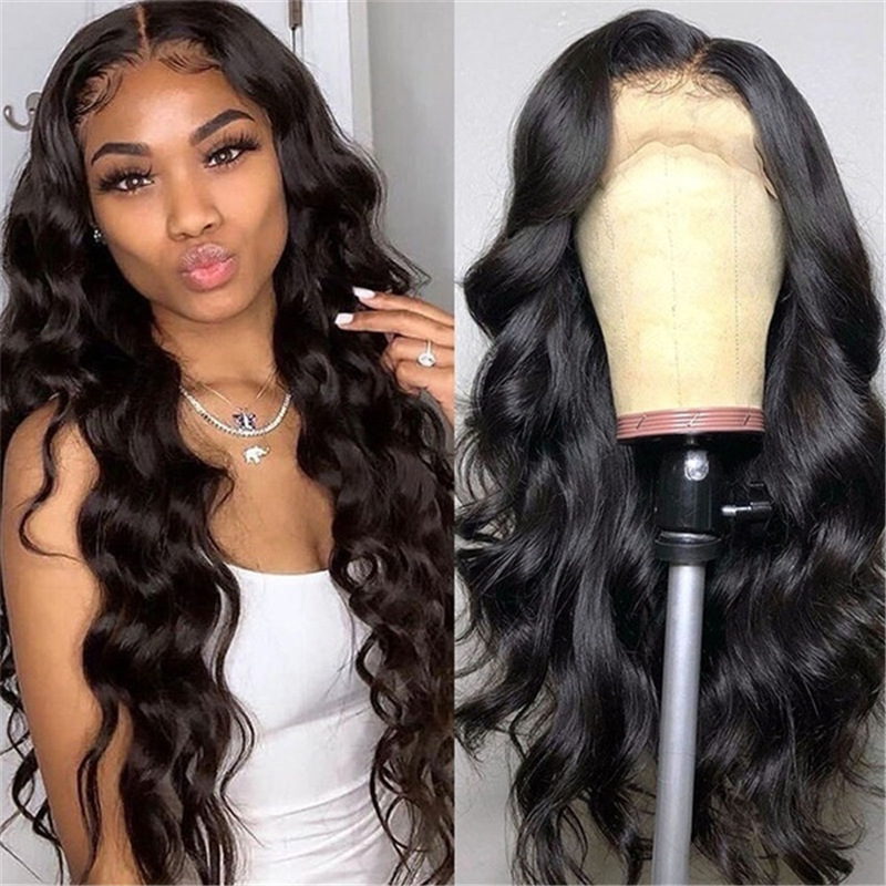 Wigs human hair Wig for women with middle-parted long curly hair Synthetic Wigs black big wave chemical fiber full headpiece