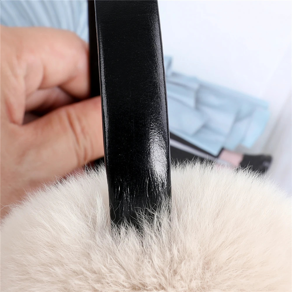 Natural 100% Rex Rabbit Fur Earmuff Womens Autumn and Winter Warm Earmuffs Ear Cover Ear Warmer Ear Muffs Winter Leather Band 241024
