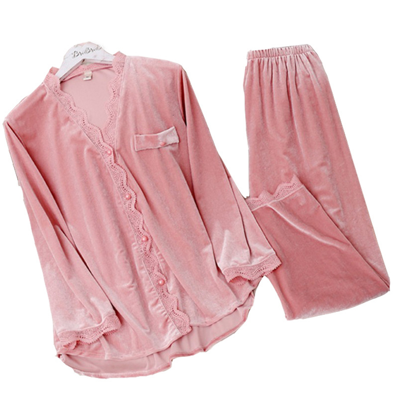 2025 New Long fashion Sleeved Cardigan Set For Winter Women Veet Satin Night Deress V Neck Soft gerie Sleepwear Female Clothes