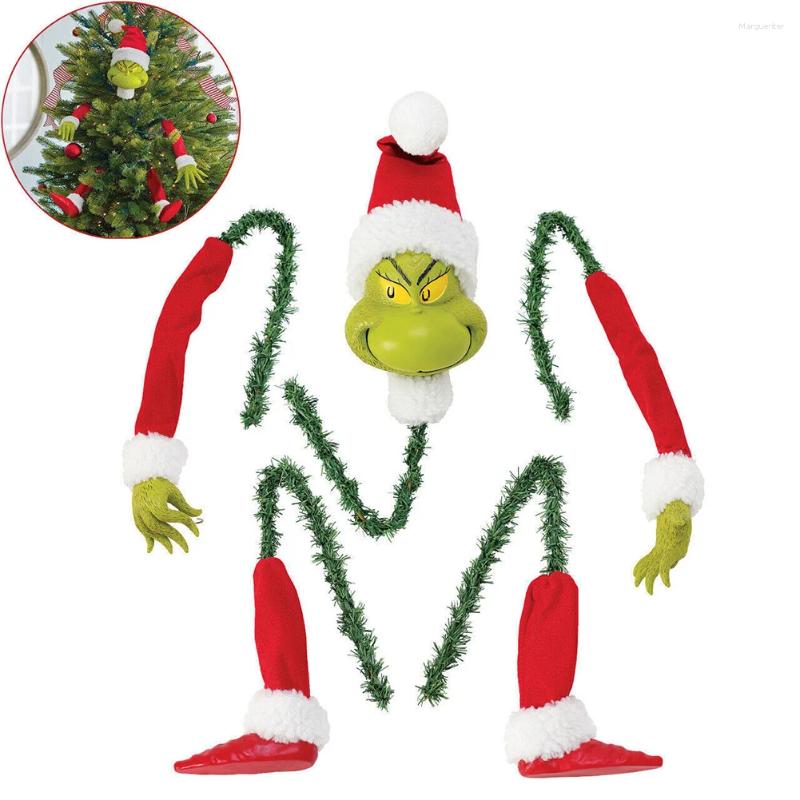 Christmas Decorations 5PCS Green People Tree Ornaments Hanging Holder Grinch Max Plush Stuffed Doll Toys Decor Gift 25x17x14cm