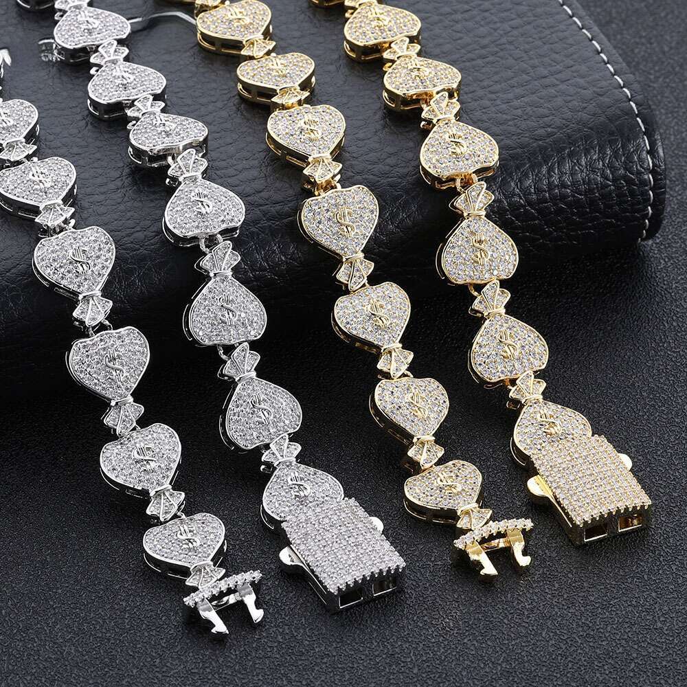 hip hop 15mm usd money bag cuban jewelry high grade men's necklace