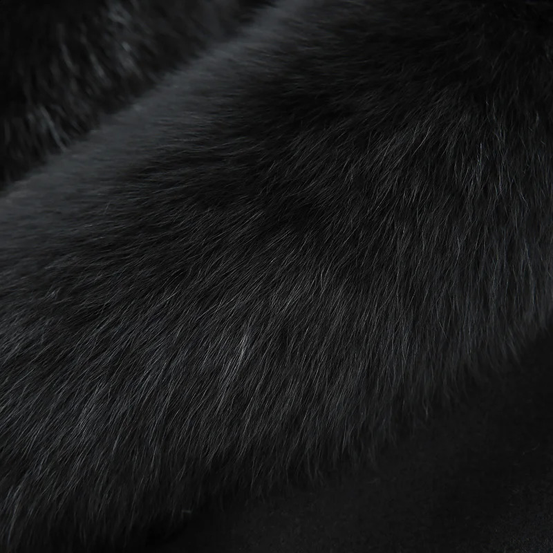 Mens 100% real wool coat with detachable big real fox fur collar warm coat for winter and autumn fluffy natural fur QN5119 241021