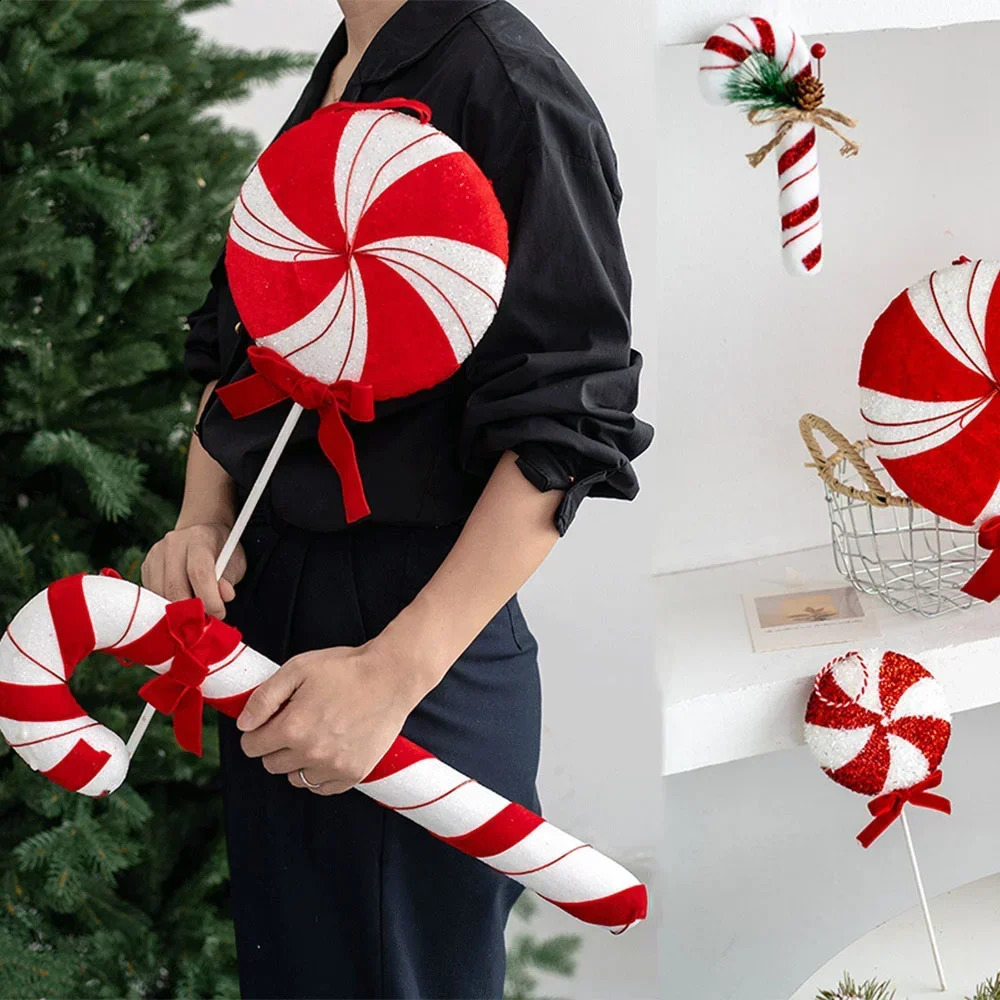 candy stic trees lollipop celebration activities white and red home party decorations Christmas gifts 241021