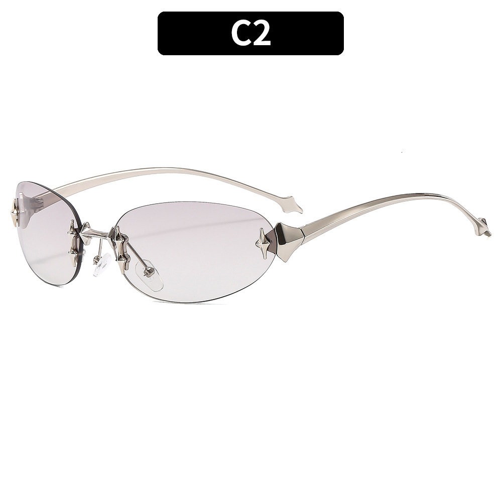 Millennium Hot Girl Wind Star Frameless Elliptical Trendy Sunglasses