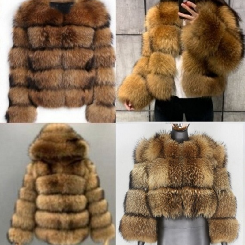 Women's Leather Noble Natural Raccoon Fur Winter Jacket Women Big Fluffy Real Coat Thick Warm Outerwear Streetwear Plus Size