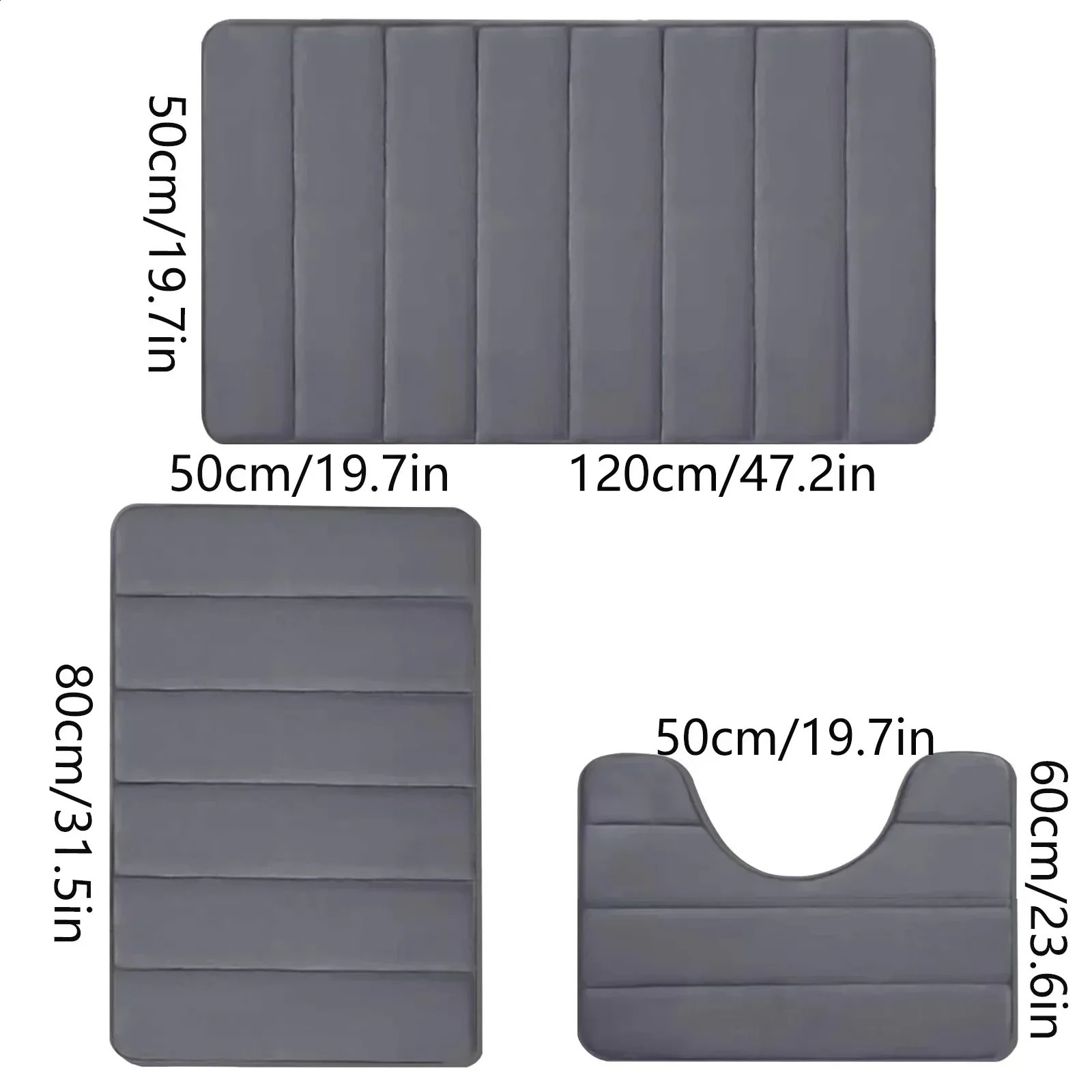 3PC Super Absorbent Bath Mat Memory Foam Carpet Non-slip Bathroom Rug Bathtub Side Floor Rugs Shower Room Doormat Toilet Footpad 241021