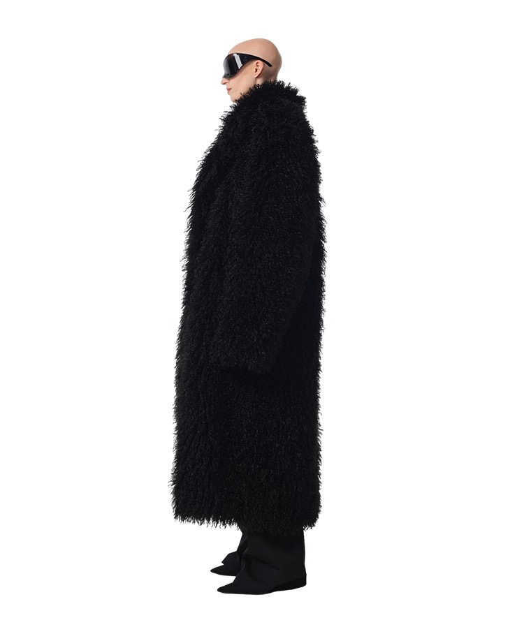 Autumn and winter Lamb fur coat Beach wool long coat personality European and American style toka roll wool trench coat Y241021