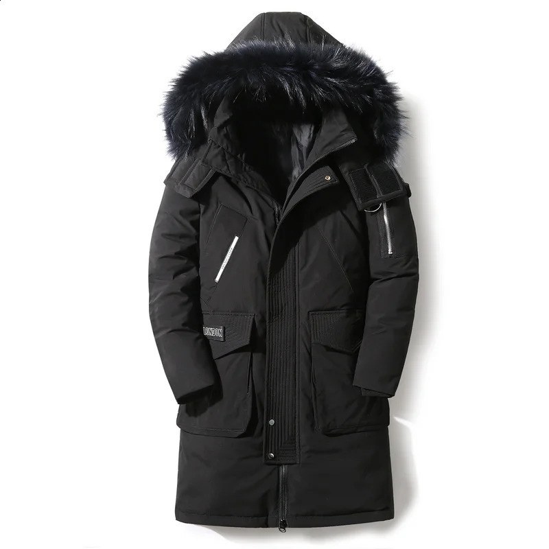 Mens long hooded down jacket for winter fashion thick and warm Parkas Coats fur collar camouflage windproof jacket white duck down jacket 241021 - view 4
