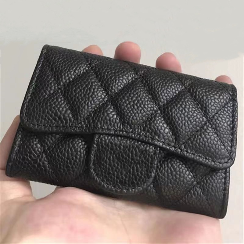 Classic Caviar Wallet Card Holder Genuine Leather Credit Cards Wallet Flip Bag Luxury Womans Coin Purses Mans Travel Documents Passport Holders Gift With Box