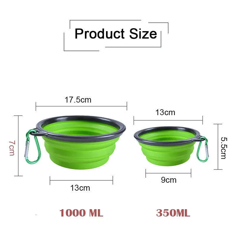 Portable Bowl Feeder 2 Silicone Folding In 1 Pet Dispenser Outdoor Travel Dog Cat With Carabiner Bottle Food Water Container