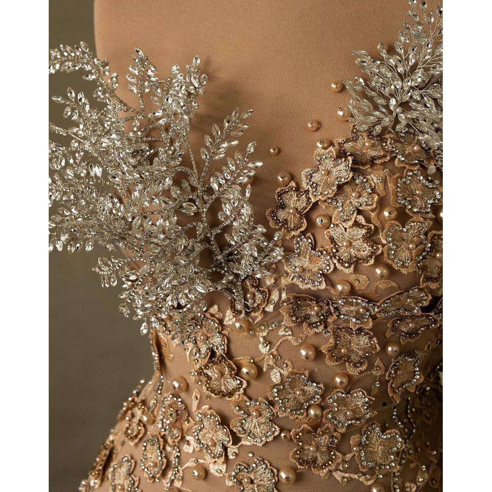 Illusion Wedding Dress Mermaid Strapless Crystal Pearls Sleeveless Detachable Train Bride Gown Vestido De Noiva Custom Made 0226Lz