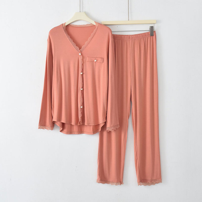 2025 New designer women s suit Pamas sleepwear long sleeved nine point pants set women fashion s spring and autumn casual cardigan wool sweater home w