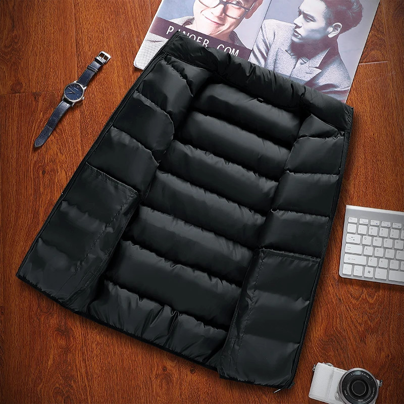 Men Vest Windproof Jacket Sleeveless Winter Casual Coat down Cotton Warm Thicken Waistcoat thick gilet 241021