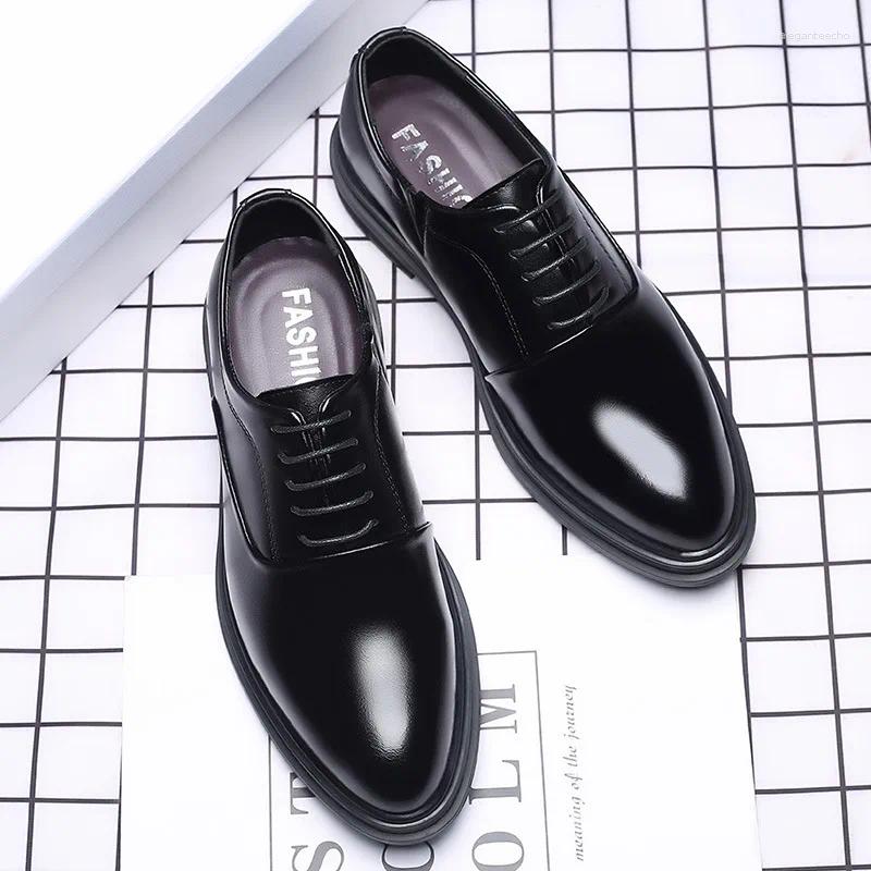 - Men Business Formal Leather Patent Low Top Men's Wedding Black Oxford Pointed Office Man Shoe