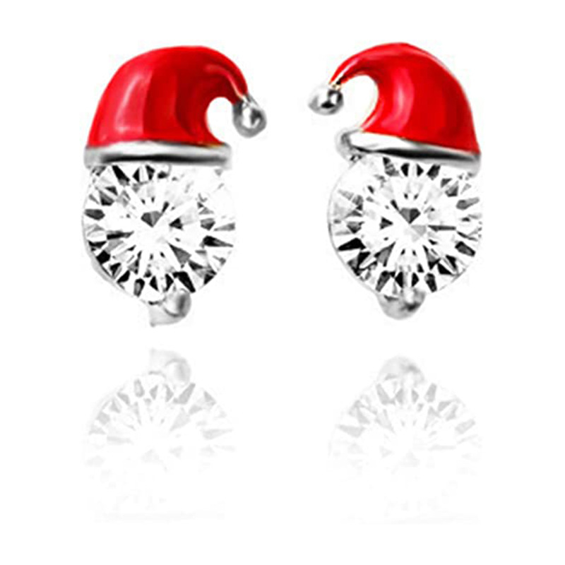 Europe and the United States foreign trade hot Christmas gift earrings zircon drop oil diamond snowman hat earrings