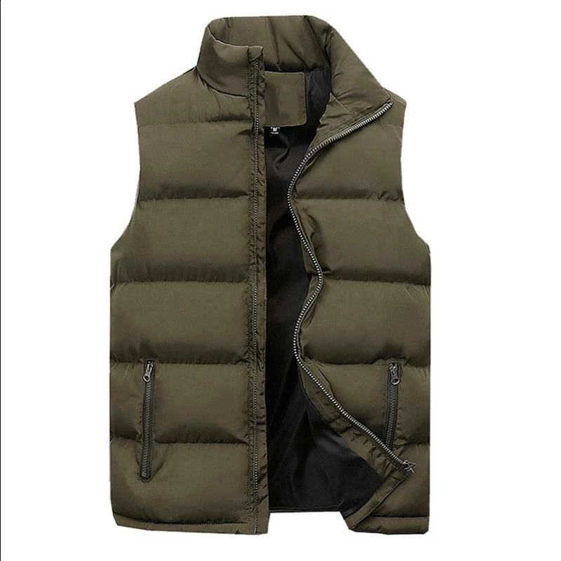 FGKKS Winter Men Vest Parkas Cotton Casual Sleeveless Stand Thick Clothes Solid Color Jacket Male 241021