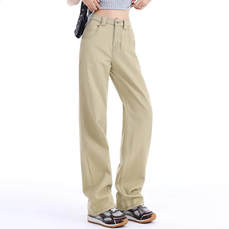 Womens high waisted wide leg jeans womens fashionable pants womens Y2k Harajuku blue card color black pink wine red rose red jeans denim 241021