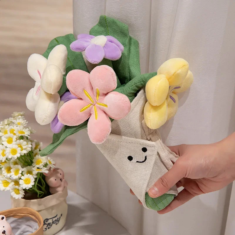 Kawaii Hamburger Plush Toy Soft Stuffed Bouquet Cushion Funny Food / Flower Pillow Cute Burger Doll Creative Birthday Gift 241021