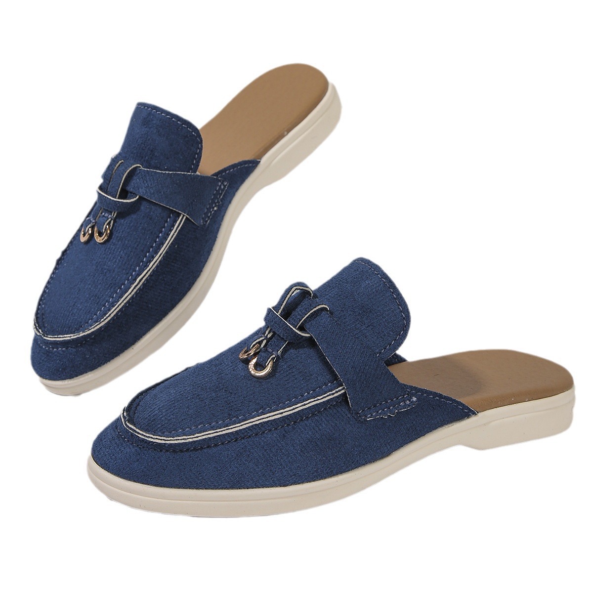 Casual New Flat Bottom Lock Tassel Loafers Fashion Women Single Brand Metal Buckle Slipper Mules Comfortable Slip on Shoes 61a6