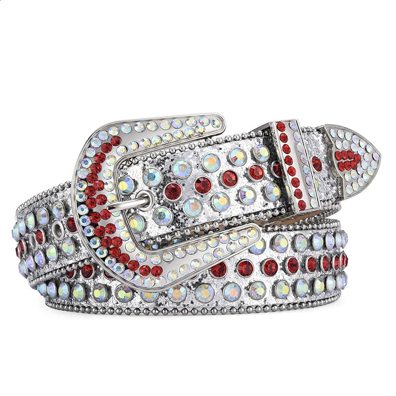 Mens Jeans Rhinestone Large Size Belt Womens Belt Western Denim Shiny Rivet Leather HipHop Punk Rock Y2K Style Belt 241024