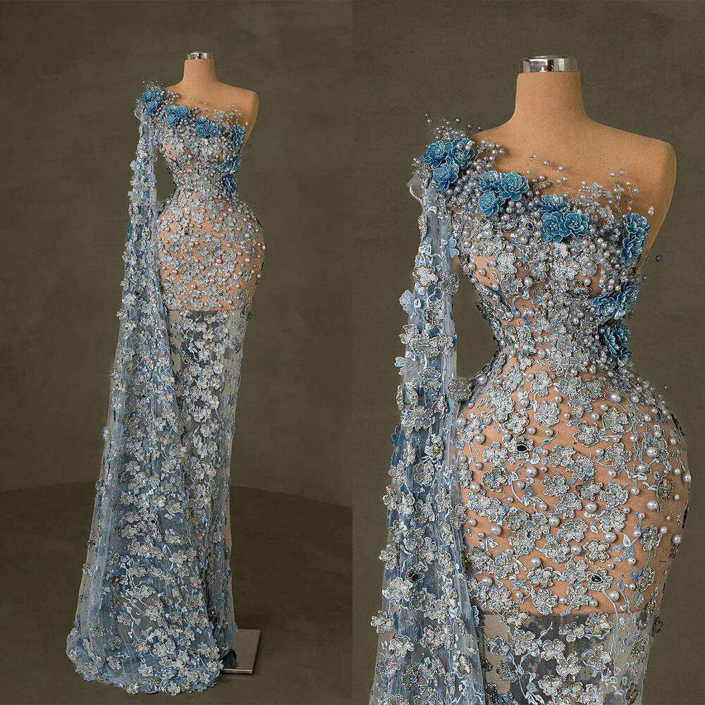 Wedding Dress Mermaid One Shoulder Crystal Pearls Sequined Detachable Train Bride Gown Vestido De Noiva Custom Made 6660306