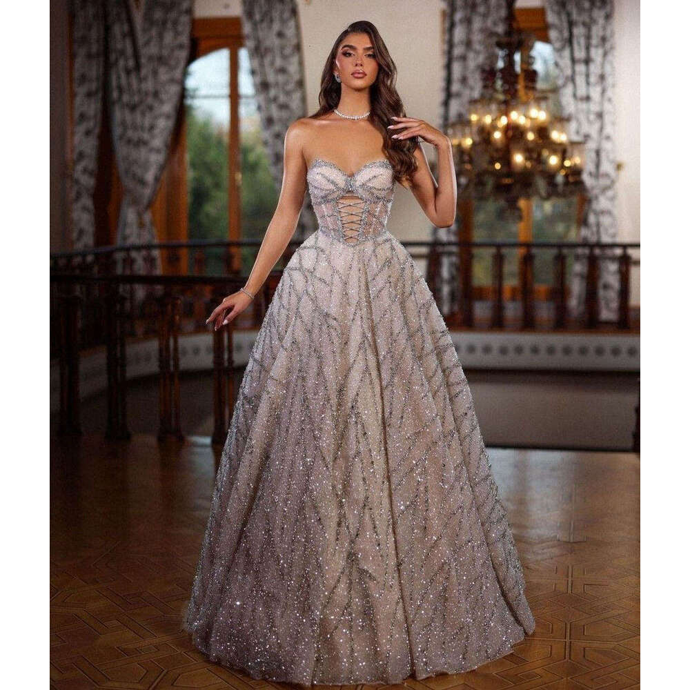 Wedding Dress Sparkg A-E Strapless Beading Sequined Sleeveless Princess Bride Vestido De Noiva Custom Made 0218