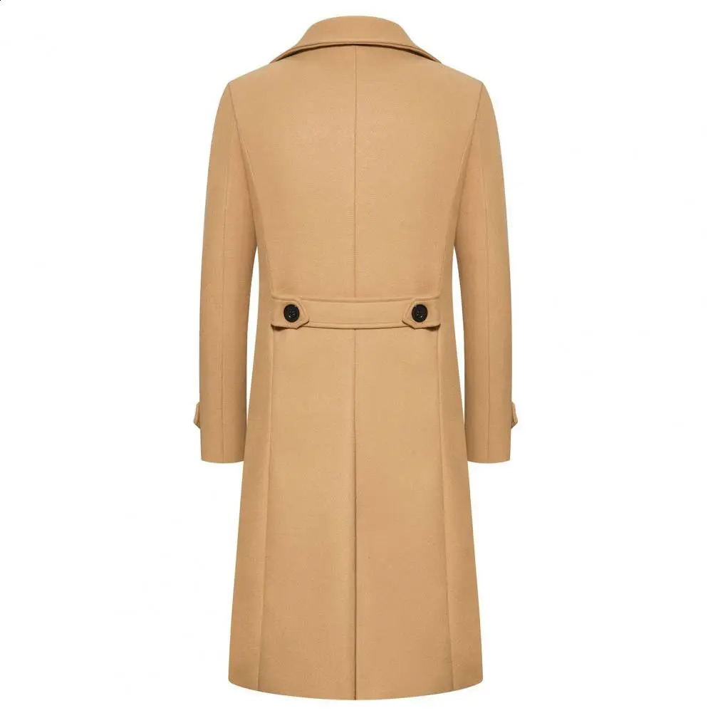 Solid color coat long coat double-layer mens coat ultra-thin suitable for long sleeves thick windproof warm solid color 241021