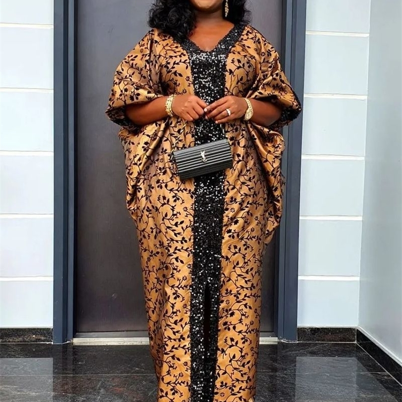 African Dresses for Women Plus Size African Clothes Dashiki Ankara sequin dress Kaftan Muslim wedding party long skirt 241021