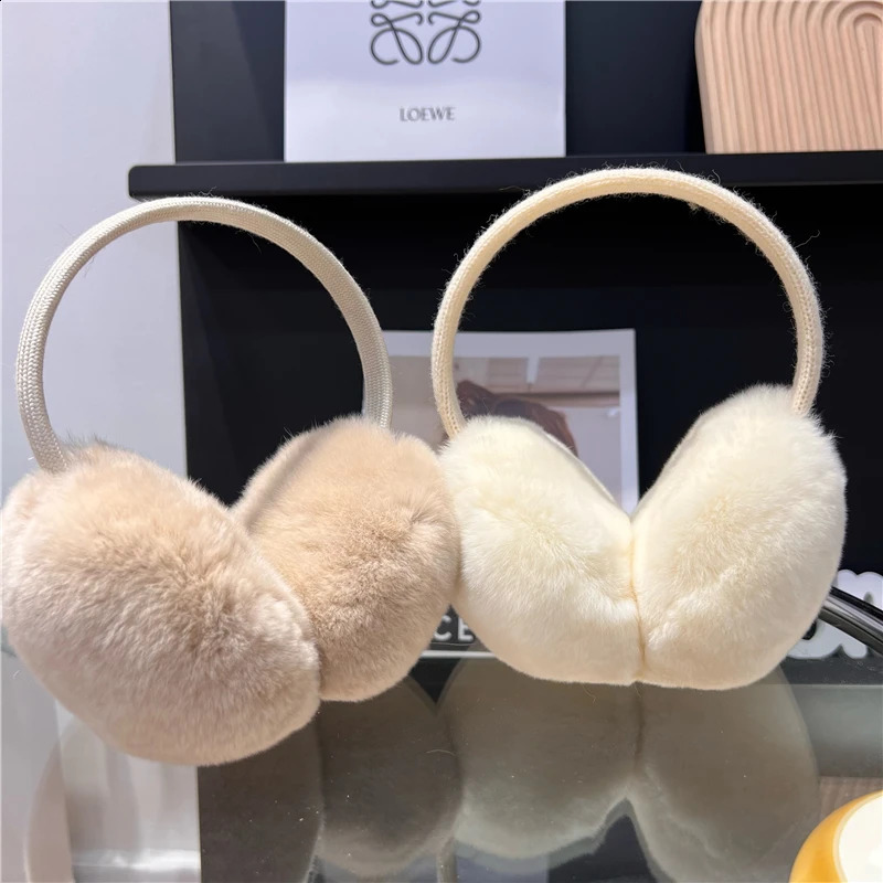 MPPM Aarrival Unisex Womens Winter Warm Rex Rabbit Fur Earmuffs Girls Ear Muffle Earflap Ear Cover Double Sided 241024