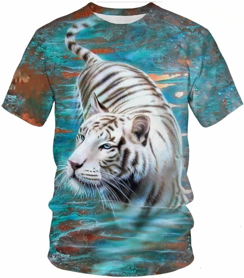 Mens T shirt Men Women Cool T-Shirt Funny 3D T Shirt Print Tiger and Cats Short Sleeve Summer Tops Teen Graphic Tee tee Casual tops summer clothes