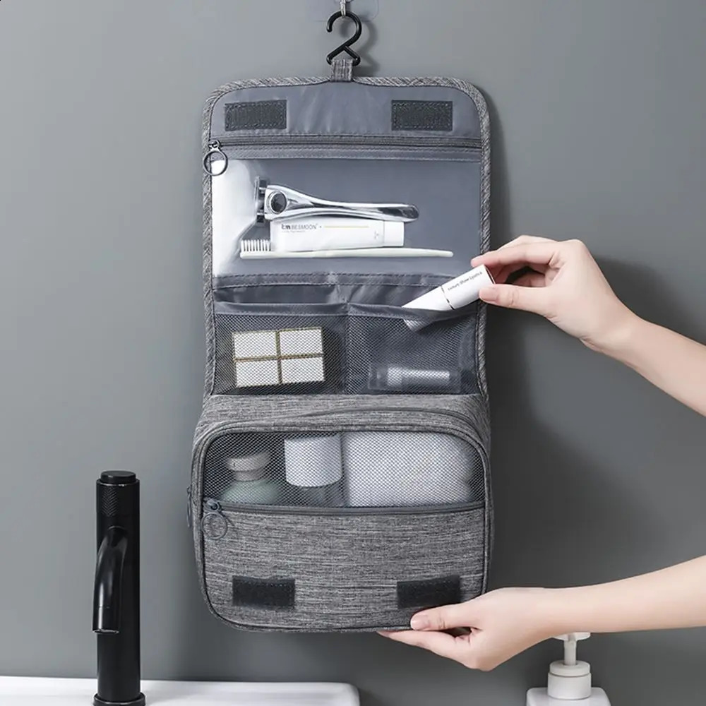 Foldable Toiletry Bag Organizer Hanging Storage Bathroom Makeup Case Travel Dry And Wet Separation Cosmetic 241019 zhanyishengli