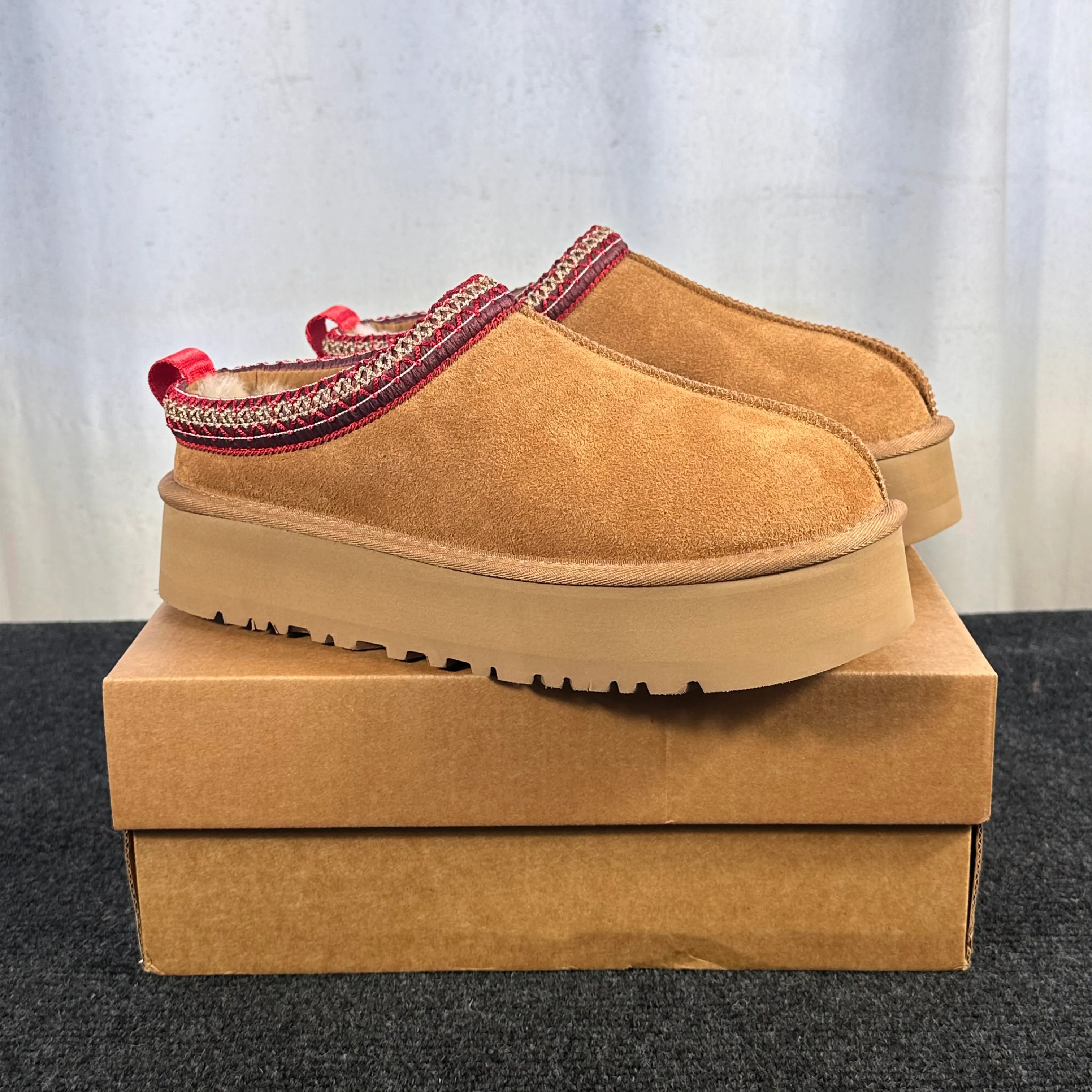 With Box Designer tazz Slippers Mustard Seed Chestnuts Tazz Slippers Classic Tasman Platform Boots In Sheepskin For Men and Women Suede Wool Boots