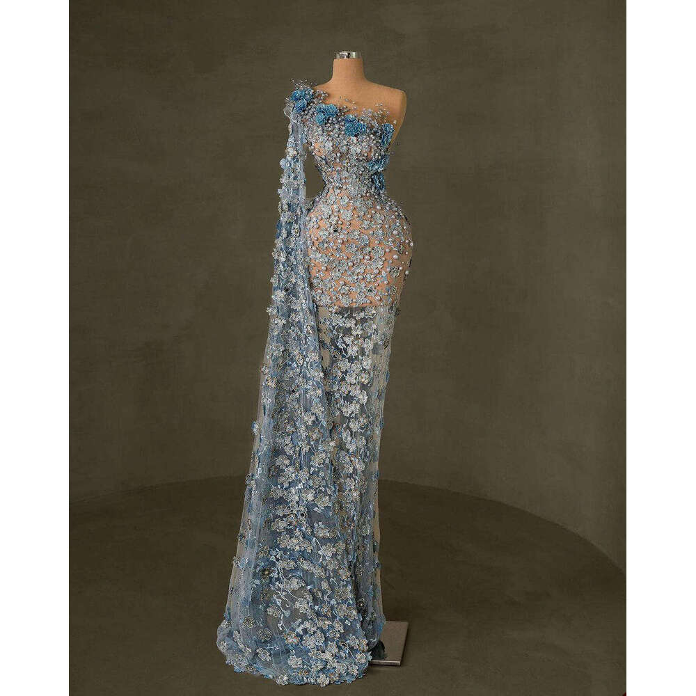 Wedding Dress Mermaid One Shoulder Crystal Pearls Sequined Detachable Train Bride Gown Vestido De Noiva Custom Made 6660306